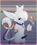 accessory alternate_rainbow_pride_colors anthro arm_warmers armwear biped blue_eyes blush border bow_(feature) bow_accessory bow_ribbon clothed clothing collar collar_tag femboy flag flag_(object) fur furgonomics genitals hair heart_collar_tag heart_symbol heart_tag holding_flag holding_object legwear lgbt_pride male mostly_nude nude pattern_armwear pattern_clothing pattern_legwear penis pride_color_armwear pride_color_clothing pride_color_flag pride_color_legwear pride_colors rainbow_border rainbow_flag rainbow_pride_colors rainbow_pride_flag rainbow_symbol ribbons solo stockings striped_armwear striped_bow striped_clothing striped_legwear striped_tail_accessory striped_tail_bow stripes super_gay tail tail_accessory tail_bow tail_ribbon tail_tuft tapering_penis tuft white_body white_fur warden006 lgbt_pride_month microsoft ori_(series) xbox_game_studios wardy guardian_spirit mammal 2019 digital_media_(artwork) hi_res