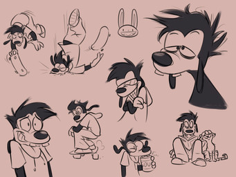 4_fingers adolescent ambiguous_feral ambiguous_gender anthro bent_legs big_nose black_body black_fur black_nose bottomwear brown_background brown_body brown_bottomwear brown_clothing brown_footwear brown_gloves brown_handwear brown_hoodie brown_pants brown_shoes brown_skin brown_topwear buckteeth can clothed clothed_anthro clothed_male clothing container crashing crossed_arms dot_eyes eyewear feral fingers floppy_ears footwear fully_clothed fully_clothed_anthro fully_clothed_male fur gloves group handwear headpat holding_can holding_container holding_object holding_skateboard hoodie larger_anthro larger_male light long_ears looking_at_viewer lop_ears male male_anthro midair motion_lines nervous nervous_smile pants pose sharp_teeth shoes simple_background simple_eyes size_difference skateboard skateboarding smaller_ambiguous smaller_feral smile smiling_at_viewer sunglasses teeth thin_eyebrows tired_eyes toothy_smile topwear trio vehicle young young_anthro young_male insert-thenewbl-here disney goof_troop sam_and_max max_(sam_and_max) max_goof canid canine canis domestic_cat domestic_dog felid feline felis lagomorph leporid mammal rabbit 2025 4:3 colored crossover digital_drawing_(artwork) digital_media_(artwork) english_description hi_res lighting multiple_images sketch_page