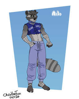 anthro bandage bandaged_arm barefoot belly bottomwear clothed clothed_anthro clothed_male clothing collar ear_piercing ears_up feet fur grey_body grey_fur humanoid_feet looking_forward male muscular muscular_anthro muscular_male navel pants piercing plantigrade raccoon_tail solo tail bartek22 redcoatraccoon mammal procyonid raccoon hi_res