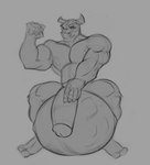 anthro anthro_pred balls big_balls big_breasts big_penis breasts bulge cock_vore digestion flaccid genitals huge_balls huge_penis hyper hyper_balls hyper_genitalia hyper_penis male muscular muscular_anthro muscular_male nipples pecs penile penis simple_background smile solo solo_focus vore pynkjem animal_humanoid bovid bovid_humanoid bovine bovine_humanoid humanoid mammal mammal_humanoid absurd_res digital_media_(artwork) hi_res monochrome