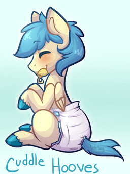 ambiguous_gender blush clothing diaper feral hair object_in_mouth pacifier pacifier_in_mouth simple_background sitting solo text wings young monsterbunny 2014 3:4 archived_source digital_drawing_(artwork) digital_media_(artwork) english_text signature watermark