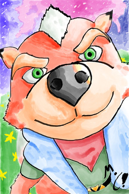 anthro big_nose big_nostrils cosmic_background flower forced_perspective grass green_eyes looking_at_viewer male plant scarf solo star marthan_crowl_(artist) illumination_entertainment nintendo star_fox the_super_mario_galaxy_movie fox_mccloud canid canine fox mammal 2:3 hi_res meme