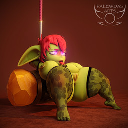 4_fingers 4_toes ahegao amber_eyes areola belly big_breasts big_butt big_ears biped blush blush_lines bodily_fluids breasts butt choker clothed clothing ear_piercing ear_ring eyelashes fantasy feet female female_humanoid fingers freckled_face freckles genital_fluids genitals giant_hammer gloves green_body hair hammer handwear heart_eyes heart_symbol holding_object holding_weapon jewelry lace lace_stockings legwear lingerie long_eyelashes looking_pleasured maul necklace nipple_piercing nipples oversized_weapon paladin piercing red_hair ring_piercing short_stack slightly_chubby solo stockings thick_thighs toes tongue tongue_out tools vaginal_fluids weapon palewdas_arts palewdasarts_(modeler) mina_(palewdasarts) goblin humanoid 1:1 3d_(artwork) digital_media_(artwork) hi_res tagme