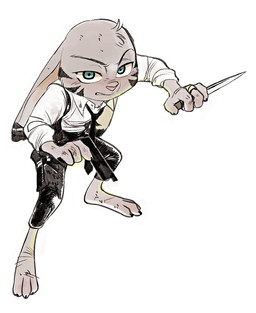 3_toes accessory anthro barefoot biped clothed clothing dagger dual_wielding feet gun handgun holding_gun holding_object holding_ranged_weapon holding_weapon holster knife looking_at_viewer male melee_weapon necktie pink_nose pistol ranged_weapon reverse_grip ring simple_background solo stripes toes weapon white_background mtttut_(artist) disney zootopia jack_savage lagomorph leporid mammal rabbit 2016