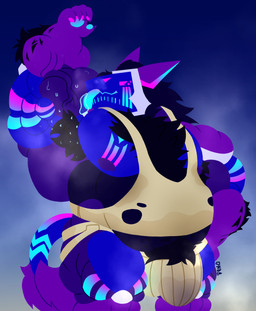 anthro arm_hair armpit_hair armpit_musk bodily_fluids body_hair bulge chest_hair clothing extreme_musk hairy hyper jockstrap machine male musclegut muscular musk pubes shirt solo sweat tank_top topwear underwear big_neon_dragon protogen hi_res