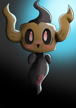anus black_body blush female feral flying genitals solo vulva wood olihai nintendo pokemon generation_6_pokemon ghost phantump pokemon_(species) spirit absurd_res hi_res