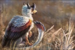 ambiguous_gender angry beak day detailed_background feathered_wings feathers feels feral green_eyes looking_back outside realistic sitting solo tail wings red-izak mythology lologryph avian gryphon mythological_avian mythological_creature detailed watermark