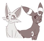 ambiguous_gender chest_tuft duo eyebrows feral fur looking_at_viewer markings one_eye_closed open_mouth open_smile smile tongue tuft wink scorpdk nintendo pokemon eeveelution espeon generation_2_pokemon pokemon_(species) umbreon 2024 hi_res monochrome