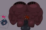 anthro big_butt big_muscles butt duo fellatio huge_muscles male muscular oral penile sex size_difference small_dom_big_sub coleson batson bat domestic_cat felid feline felis mammal megabat hi_res