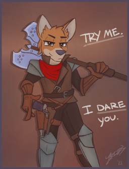 armor axe border gun male melee_weapon purple_border ranged_weapon solo weapon irdestheone canid canine canis mammal wolf hi_res