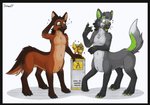 aaaaaaaaaaa after_transformation award black_border border duo engraving male nude standing surprise text trophy danwolf15 canid canid_taur canine canine_taur canis dog_taur domestic_dog german_shepherd herding_dog mammal mammal_taur maned_wolf pastoral_dog taur wolf wolf_taur