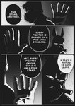 anthro cigar dialogue duo facial_hair hair male silhouetted_body smoking speech_bubble text peculiart bun_bash lagomorph leporid mammal rabbit black_and_white comic english_text hi_res monochrome