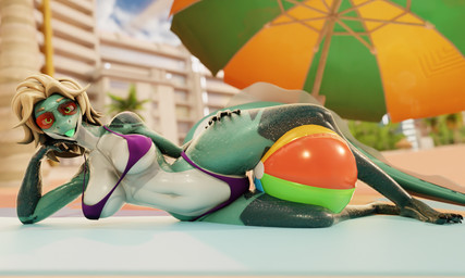 ball beach beach_ball big_breasts bikini breasts clothed clothing curvy_figure eyewear female hair hourglass_figure inflatable looking_at_viewer navel open_mouth outside small_waist solo squish sunglasses swimwear thick_thighs thigh_gap thigh_squish two-piece_swimsuit wide_hips mereo da.nilkaz_(modeler) cleo_(coast) scalie 3d_(artwork) 5:3 blender_(artwork) blender_cycles_(artwork) digital_media_(artwork) hi_res