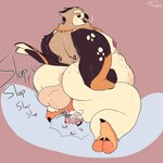 anthro anus balls between_thighs big_balls big_butt big_dom_small_sub big_penis bodily_fluids butt cum dominant duo face_fucking genital_fluids genitals irrumatio male male/male male_penetrating nipples oral oral_penetration overweight overweight_male penetration penile penis sex simple_background size_difference sweat tail jamejarrs mythology jame raaket avian bird gryphon mythological_avian mythological_creature owl 1:1 hi_res