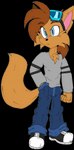 anthro blue_eyes brown_hair clothed clothed_anthro clothed_male clothing eyewear footwear glasses grey_clothing grey_shirt grey_topwear hair long_sleeves male ponytail shirt shoes sneakers solo topwear zhengfox canid canine canis fox hybrid mammal wolf alpha_channel hi_res