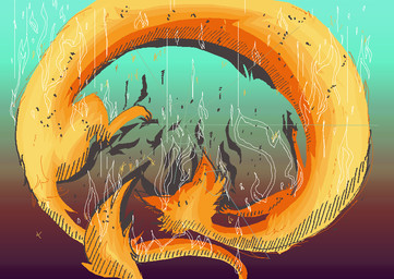 ambiguous_gender feral fire fur gradient_background orange_body orange_fur orange_tail simple_background solo tail naircat domestic_cat felid feline felis mammal 2017 digital_drawing_(artwork) digital_media_(artwork) microsoft_paint_(artwork)