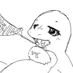 ambiguous_gender blush bodily_fluids cum cum_on_arm cum_on_tongue cum_string duo genital_fluids genitals male penis smile tapering_penis tongue conditional_dnp insomniacovrlrd nintendo pokemon charmander generation_1_pokemon pokemon_(species) 1:1 2010 aliasing black_and_white digital_media_(artwork) low_res monochrome oekaki sketch