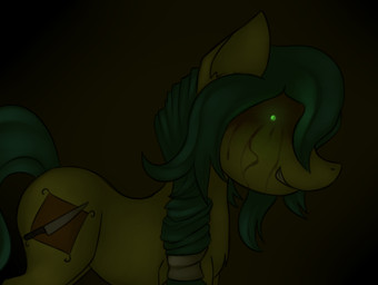 ambiguous_gender blood bodily_fluids creepy cutie_mark dark feral glowing glowing_eyes knife simple_background solo marsminer hasbro my_little_pony razor_cute equid equine horse mammal pony 2016 hi_res