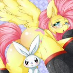 big_butt butt clothing duo eyewear feathered_wings feathers female feral glasses legwear looking_at_viewer mane open_mouth pink_mane size_difference spread_wings standing stockings wings yellow_body yellow_feathers yellow_wings suddenhack friendship_is_magic hasbro my_little_pony mythology angel_(mlp) fluttershy_(mlp) equid equine lagomorph leporid mammal mythological_creature mythological_equine pegasus rabbit 1:1 2014