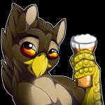 alcohol anthro beak beer beverage eyewear glasses looking_at_viewer male simple_background smile solo transparent_background gard3r mythology avian gryphon mythological_avian mythological_creature 1:1 alpha_channel