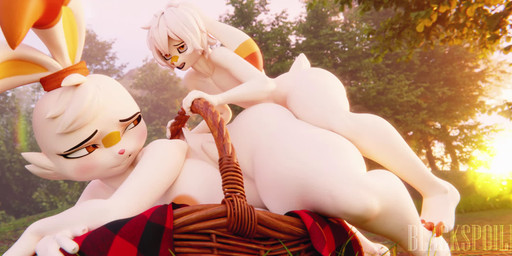 anthro big_breasts big_penis bodily_fluids breasts doggystyle duo erection fast_sex female female_penetrated forest forest_background from_behind_position fur genitals hair holidays larger_female light male male/female male_penetrating male_penetrating_female moan nipples nude open_mouth outside penetration penile penis plant pokemorph sex size_difference sound_effects sun sunlight tail tree vaginal vulva white_body white_fur blackspoiler valorlynz_(modeler) easter nintendo pokemon bunni_(valorlynz) kennie_(mawmain) generation_8_pokemon lagomorph mammal pokemon_(species) scorbunny 3d_(artwork) 3d_animation animated blender_(artwork) blender_cycles_(artwork) digital_media_(artwork) hi_res short_playtime sound video