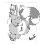 anthro anus argento bent_over big_breasts big_butt biped black_lips black_nose breasts butt butt_focus countershading eyelashes facial_markings female fur genitals greyscale hair hand_on_butt head_markings hi_res high-angle_view holding_butt jessica_(bboyhunter) lemur lips long_hair looking_at_viewer looking_back mammal markings monochrome monotone_hair multicolored_body multicolored_fur multicolored_tail muzzle_(marking) nipples nude presenting presenting_hindquarters presenting_pussy primate pussy rear_view ring-tailed_lemur ring_(marking) ringed_tail signature simple_background smile snout snout_markings solo spread_butt spreading standing strepsirrhine striped_markings striped_tail stripes tail tail_markings two_tone_tail white_background white_body white_countershading wide_hips