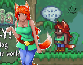 belt bottomwear breasts brown_eyes cleavage clothed clothing dipstick_tail female hair inner_ear_fluff long_hair looking_at_viewer markings multicolored_tail orange_hair pants screencap screencap_background shirt smile solo tail tail_markings tank_top topwear tuft mgeggroll terraria zoologist_(terraria) animal_humanoid canid canid_humanoid canine canine_humanoid fox_humanoid humanoid mammal mammal_humanoid hi_res