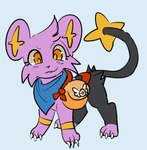 ambiguous_gender blue_background feral fur purple_body purple_fur simple_background smile solo bloowolfy nintendo pokemon pokemon_mystery_dungeon spike_chunsoft felid generation_4_pokemon mammal pokemon_(species) shinx 2023 full-length_portrait hi_res portrait