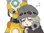 4:3 absurd_res appmon_(species) bandai_namco blush digimon digimon_(species) duo hi_res humanoid male male/male offmon onmon sleeping zwll