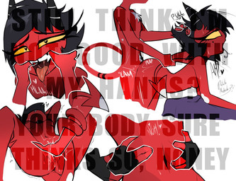 2_horns ambiguous_penetration anus areola barbell_piercing belly_grab bent_over black_clothing black_eyes black_gloves black_hair black_handwear black_horn black_text bodily_fluids body_hair breasts chest_hair clothing disembodied_hand drooling duo eye_roll eyelashes face_grab fangs female female_humanoid female_penetrated fingering fingering_partner fingerless_gloves fish_hooking from_behind_position genital_fluids genitals gloves hair hair_grab hand_behind_head handwear heart_eyes heart_symbol horn humanoid_on_humanoid humanoid_penetrated humanoid_penetrating humanoid_penetrating_humanoid intraspecies long_eyelashes lying male male/female male_humanoid male_penetrating male_penetrating_female moan multicolored_horn navel nipple_barbell nipple_piercing nipples not_furry on_back onomatopoeia penetration penile penile_penetration piercing pink_tongue plap pubes pulling_hair red_areola red_body red_nipples red_skin red_tail rough_sex saliva saliva_on_hand saliva_on_tongue saliva_string sex short_hair small_breasts sound_effects spade_tail tail tail_around_arm tail_grab teeth text thick_eyelashes tongue tongue_out tooth_gap touching_hair two_tone_horn two_tone_tail vaginal vaginal_fingering vaginal_fluids vaginal_fluids_on_hand vaginal_fluids_on_vulva vulva white_horn white_pubes white_tail white_text wrist_grab yellow_sclera potatonebula hellaverse helluva_boss millie_(helluva_boss) moxxie_(helluva_boss) demon demon_humanoid humanoid imp distracting_watermark english_text multiple_images signature watermark