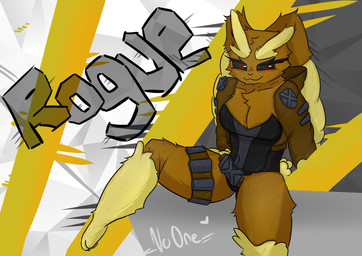anthro black_sclera clothing eyelashes female jacket paws red_eyes sitting solo topwear noonearts marvel nintendo pokemon rogue_(marvel) generation_4_pokemon lagomorph lopunny mammal pokemon_(species) absurd_res hi_res