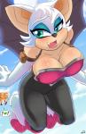 anthro anthrofied big_breasts blush breasts cleavage clothed clothing curvy_figure duo eyelashes eyeshadow female fur gloves handwear makeup male open_mouth smile thick_thighs voluptuous wide_hipped_female wide_hips wings oldman_artist sega sonic_the_hedgehog_(series) miles_prower rouge_the_bat bat canid canine mammal 2018 absurd_res digital_media_(artwork) hi_res