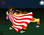 ambiguous_gender american_flag black_body black_fur blue_eyes blue_inner_ear blue_nose brown_body brown_fur claws detailed_background digitigrade eyebrows feral fireworks flag flag_(object) flag_in_mouth fur grass grey_sclera head_tuft holding_flag holding_object holidays looking_at_viewer looking_back looking_back_at_viewer night object_in_mouth outside pawpads paws plant sky smile snout solo standing star starry_sky tail tan_body tan_fur tuft united_states_of_america white_claws white_pawpads yellow_body yellow_fur sebdoggo 4th_of_july blue_(sebdoggo) canid canine canis domestic_dog herding_dog mammal mixed_breed pastoral_dog welsh_corgi 2010 aliasing digital_drawing_(artwork) digital_media_(artwork) flat_colors full-length_portrait microsoft_paint_(artwork) portrait trans_(lore) trans_man_(lore)