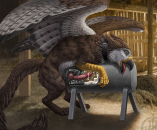 animal_genitalia animal_penis barn beak black_beak black_collar blurred_background bodily_fluids breeding_mount brown_body brown_feathers brown_wings collar cum drooling ears_back feathers feline_genitalia feline_penis feral genital_fluids genitals glistening glistening_eyes grey_eyes hybrid_genitalia hybrid_penis inside knot knotted_feline_penis knotted_penis looking_pleasured male male_feral narrowed_eyes open_mouth penile_spines penis pivoted_ears red_penis red_tongue saliva side_view solo tongue tongue_out white_body white_feathers white_wings wings himeragoldtail mythology barski avian gryphon mythological_avian mythological_creature 2024 hi_res