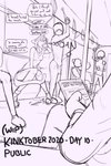 2020 2:3 absurd_res anthro aroused breasts covering covering_mouth dialogue domestic_cat english_text erect_nipples exhibitionism felid feline felis female forced hi_res kinktober mammal moan monochrome nipples public public_transportation questionable_consent remote_controlled_vibrator roof_legs sex_toy solo teasing text texting vibrator