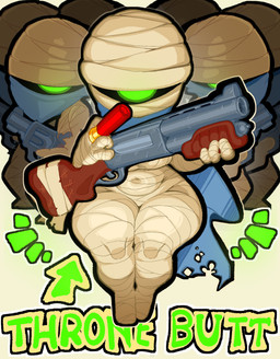 1_eye 4_fingers bar_emanata behind_another blue_cape blue_clothing breasts cape clothed clothing emanata female fingers front_view fully_clothed glowing glowing_eyes green_eyes group gun hand_on_gun handgun huge_hips huge_thighs kerchief looking_at_viewer mummy_wrappings navel_outline not_furry ranged_weapon revolver shell_(projectile) shortstack shortstack_female shotgun shotgun_shell simple_background sitting tally_marks tan_background text thick_thighs torn_cape torn_clothing weapon wide_hips goatboydraws nuclear_throne rebel_(nuclear_throne) humanoid mummy undead 2025 digital_media_(artwork) english_text hi_res