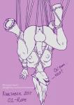 anthro anus balls bdsm big_breasts big_penis bondage bound breasts butt genitals gynomorph horn intersex nipples nude open_mouth penis restraints rope rope_bondage simple_background solo sevenarms kinktober mythology equid equine mammal mythological_creature mythological_equine unicorn digital_media_(artwork) sketch