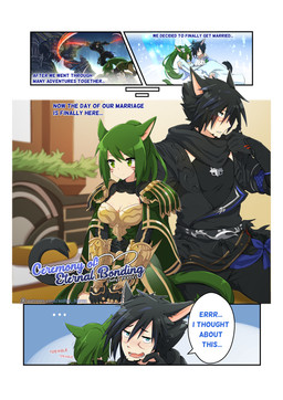 black_hair blue_eyes blush clothing female green_eyes green_hair hair inside looking_at_viewer male melee_weapon open_mouth patreon_logo patreon_username sitting sword text weapon sollyz final_fantasy final_fantasy_xiv patreon square_enix animal_humanoid cat_humanoid felid felid_humanoid feline feline_humanoid humanoid mammal mammal_humanoid miqo'te 2018 comic english_text url