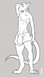 abs anthro big_bulge big_ears bulge butt claws clothed clothing curvy_figure huge_bulge male muscular muscular_anthro muscular_male solo topless underwear callmebisky trenchbound isaac_(trenchbound) mammal murid murine rat rodent hi_res