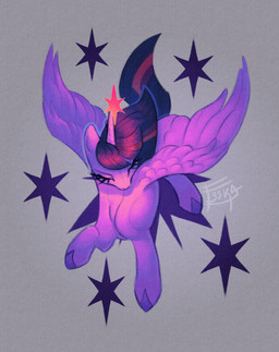 eyes_closed female feral hooves horn raised_leg simple_background solo sparkles wings f3ska friendship_is_magic hasbro my_little_pony mythology twilight_sparkle_(mlp) equid equine mammal mythological_creature mythological_equine winged_unicorn hi_res
