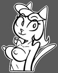 anthro breasts eyebrows eyelashes female hair looking_at_viewer medium_breasts nipples nude simple_background solo tail gold-white-kott a_kitty_bobo_show cartoon_network maggie_(kitty_bobo) domestic_cat felid feline felis mammal digital_media_(artwork) monochrome