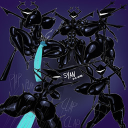 abs big_breasts big_butt big_penis blue_penis bodily_fluids breasts butt female genital_fluids genitals horn huge_penis hyper hyper_genitalia hyper_penis melee_weapon motion_lines nipples onomatopoeia penetration penis plap_(sound) precum simple_background small_waist sound_effects sword text thick_thighs vaginal vaginal_penetration vulva wasp_waist weapon shrumblegumble deltarune undertale_(series) roaring_knight humanoid shadow_creature 1:1 absurd_res hi_res signature