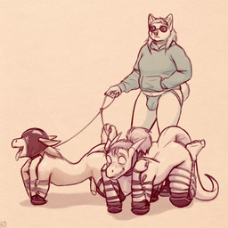 anthro bdsm bitchsuit blush bondage bondage_gear bottomless bound bridge_piercing bulge clothed clothed/nude clothing collar elbow_pads eyewear facial_piercing genitals group hair hoodie jockstrap knee_pads latex latex_hood leash leashed_collar nervous nervous_smile nose_piercing nude penis petplay piercing ponytail restraints roleplay rope rope_bondage rope_leash septum_piercing simple_background sunglasses tongue tongue_out topwear trio underwear glopossum mythology beruca_(glopossum) chloe_(glopossum) red_(glopossum) canid canine canis domestic_dog dragon lizard mammal mythological_creature mythological_scalie reptile scalie shiba_inu spitz 1:1 hi_res monochrome sepia sketch nonbinary_(lore) trans_(lore) trans_woman_(lore)