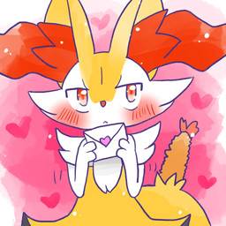 :< ambiguous_anthro ambiguous_gender anthro biped blush blush_lines emanata envelope fidgeting food front_view heart_symbol holding_letter looking_at_viewer looking_away love_letter mouth_closed object_in_tail shrimp_(food) simple_background solo standing tail annyui0611 nintendo pokemon braixen canid generation_6_pokemon mammal pokemon_(species) 1:1 2024 digital_drawing_(artwork) digital_media_(artwork) half-length_portrait hi_res japanese_description portrait translated_description