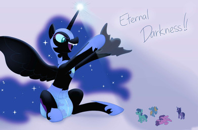 armor blue_diaper blue_eyes blue_sclera clothed clothing diaper diaper_fetish ethereal_hair ethereal_mane ethereal_tail female feral glowing glowing_horn headgear helmet horn open_mouth plushie pseudo_hair pseudo_mane sharp_teeth sitting solo spread_wings tail teeth text wearing_diaper wings daydreamed edrian friendship_is_magic hasbro my_little_pony mythology daydreamed_(character) fan_character nightmare_moon_(mlp) bat earth_pony equid equine horse mammal mythological_creature mythological_equine pegasus pony unicorn winged_unicorn english_text hi_res