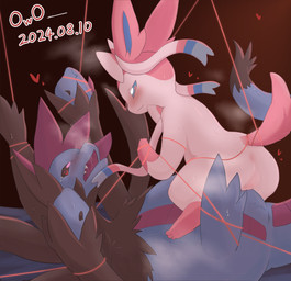 ambiguous/ambiguous ambiguous_feral ambiguous_gender ambiguous_on_top anus bdsm black_body black_fur blue_body blue_fur blue_inner_ear blush blush_lines bodily_fluids bondage bound breath dominant dominant_ambiguous dominant_feral duo ear_bow eye_contact fangs featureless_crotch feral feral_on_feral feral_on_top fur heart_catchlight heart_eyes heart_symbol hearts_around_body interspecies kemono larger_ambiguous larger_feral larger_sub leg_markings looking_at_another looking_at_partner lying markings monotone_tail multicolored_body multicolored_fur on_back on_top on_top_of open_mouth pink_body pink_ears pink_fur pink_tail red_string_of_fate restraints ribbons rope rope_bondage side_view simple_background sitting size_difference smaller_ambiguous smaller_feral smile socks_(marking) submissive submissive_ambiguous submissive_feral sweat tail teeth two_tone_body two_tone_fur white_body white_fur nacl_chicken mythology nintendo pokemon dragon eeveelution generation_5_pokemon generation_6_pokemon hydreigon mammal mythological_creature mythological_scalie pokemon_(species) scalie sylveon 2024 absurd_res colored dated digital_media_(artwork) hi_res