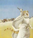 agal_(accessory) arabic clothing desert fur group gun handgun headdress kerchief ranged_weapon revolver rifle robe shemagh sneak thawb weapon yellow_body yellow_fur susan_herbert lawrence_of_arabia thomas_edward_lawrence domestic_cat felid feline felis mammal inspired_by_formal_art