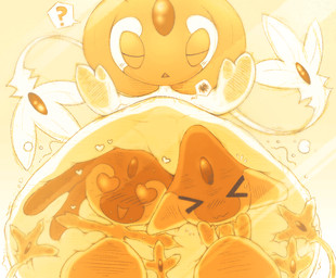 >_< >~< abdominal_bulge ambiguous_gender anthro belly big_belly blush eyes_closed group heart_eyes heart_symbol multi_tail open_mouth question_mark rumbling_stomach safe_vore simple_background soft_vore tail trio vore willing_prey superconductor nintendo pokemon azelf generation_4_pokemon humanoid legendary_pokemon mesprit pokemon_(species) uxie