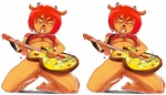 anthro biped bovid breasts caprine clothing cross_eye_stereogram female genitals guitar hair hi_res horn kenno_arkkan kneeling knife lammy_lamb mammal musical_instrument parappa_the_rapper plucked_string_instrument pussy red_hair sheep shirt side_by_side_stereogram solo sony_corporation sony_interactive_entertainment stereogram string_instrument topwear um_jammer_lammy under_boob