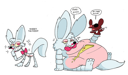anthro belly big_belly female fur huge_belly overweight simple_background solo text white_background white_body white_fur agouti-rex five_nights_at_freddy's five_nights_at_freddy's_2 scottgames mangle_(fnaf) canid canine fox mammal 2015